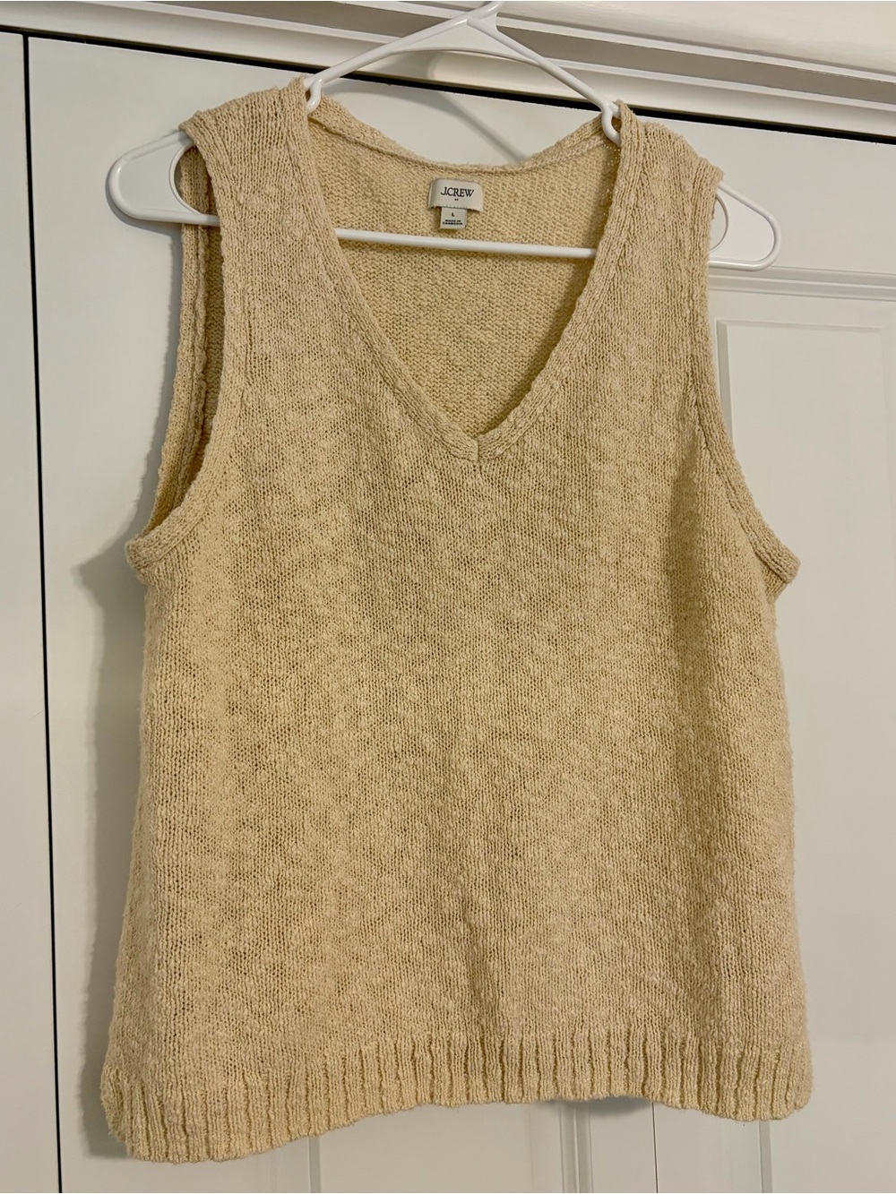 J. Crew Beige Knit V-Neck Sleeveless Tank, size Large